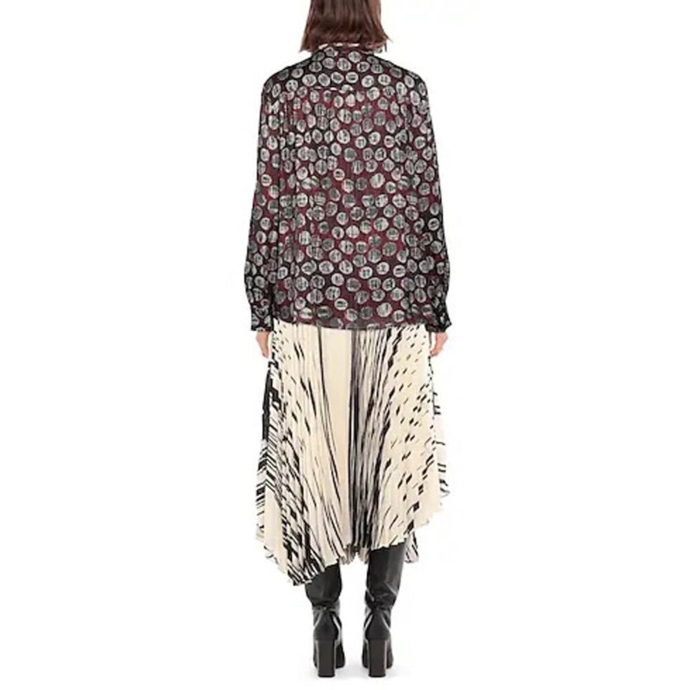 Manila Grace Burgundy Satin Blouse – Multicolor Print - Size 8-10 (TG 40 EU) - Picture 5 of 8